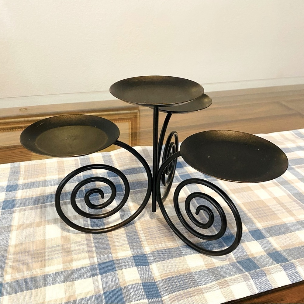 PartyLite Viking 4 Pillar Metal Candle Holder 8” x 8”